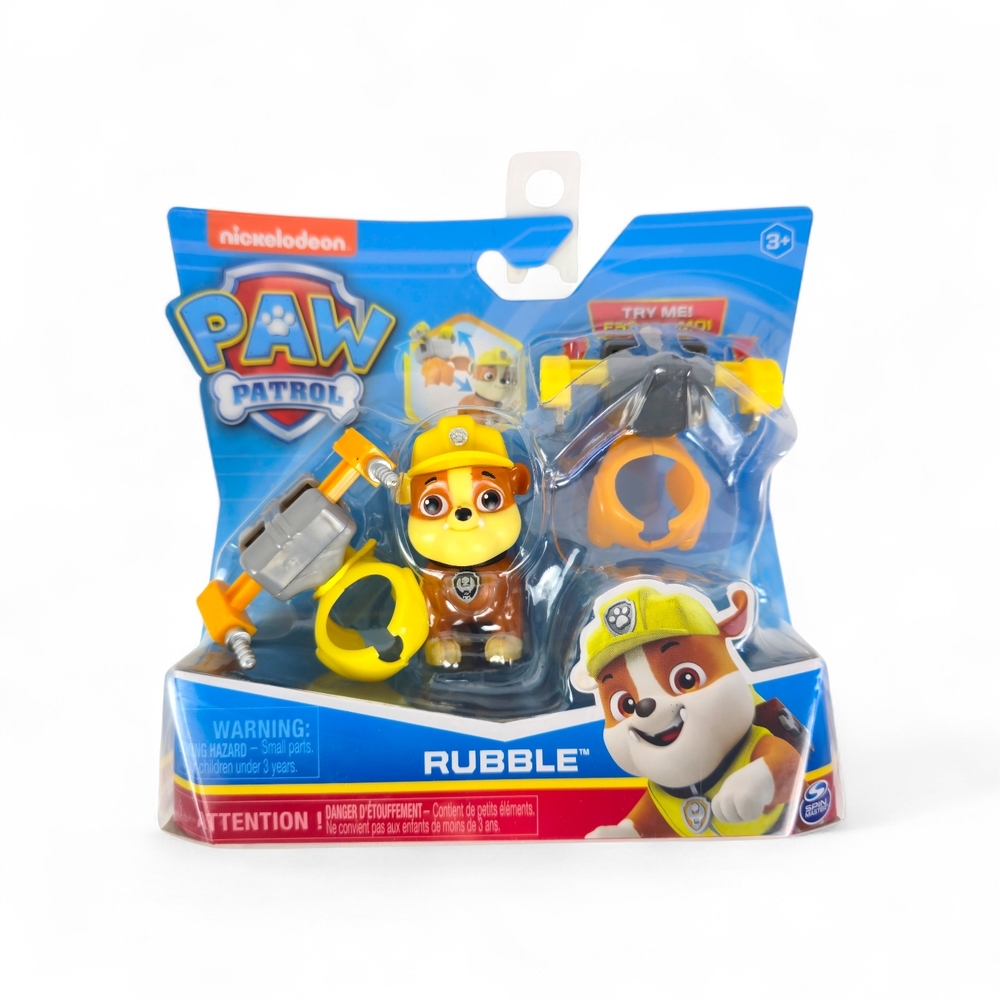 Paw Patrol Rubble Action Pack Figure Set with 2 Clip-On Uniforms, Spin Master